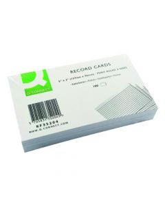 Q-CONNECT RECORD CARD 127X76MM RULED FEINT (PACK OF 100 CARDS)