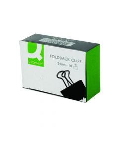 Q-CONNECT FOLDBACK CLIP 24MM BLACK (PACK OF 10 CLIPS) KF01283