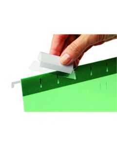 REXEL 50MM SUSPENSION FILE TABS WITH LABELS CLEAR (PACK OF 25 TABS & INSERTS) 2115596