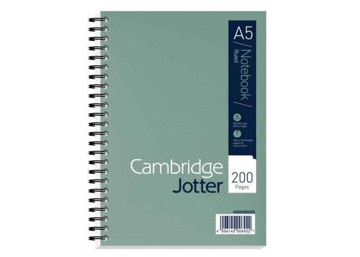 Cambridge Ruled Margin Wirebound Jotter Notebook 200 Pages A5