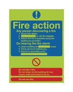 SAFETY SIGN NITEGLO FIRE ACTION 300X250MM SELF-ADHESIVE FR03527L  (PACK OF 1)