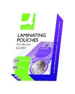 Q-CONNECT 54X86MM LAMINATING POUCHES 250 MICRON (PACK OF 100) KF01203