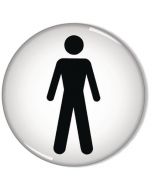 DOMED SIGN MEN SYMBOL 60MM (SELF-ADHESIVE BACKING, BLACK FIGURE ON WHITE BACKGROUND) RDS2 (PACK OF 1)