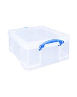 REALLY USEFUL 18L PLASTIC STORAGE BOX WITH LID W480XD390XH200MM CD/DVDS CLEAR EBCCD