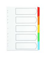 Q-CONNECT 5-PART INDEX MULTI-PUNCHED REINFORCED BOARD MULTI-COLOUR BLANK TABS A4 WHITE KF01525