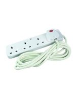 4-WAY 13 AMP 2 METRE EXTENSION LEAD WHITE WITH NEON LIGHT CEDTS4213M