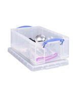 REALLY USEFUL 12L PLASTIC STORAGE BOX WITH LID 465X270X150MM C4 CLEAR 12C