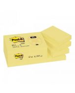 POST-IT NOTES RECYCLED 38 X 51MM CANARY YELLOW (PACK OF 12) 653-1