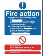 SAFETY SIGN FIRE ACTION STANDARD A5 SELF-ADHESIVE FR03551S  (PACK OF 1)