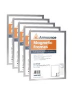 ANNOUNCE MAGNETIC FRAME A4 SILVER (PACK OF 5) AA01841