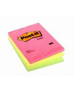 POST-IT NOTES XXL 101 X 152MM LINED NEON ASSORTED (PACK OF 6) 660N