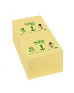POST-IT NOTES RECYCLED 76 X 76MM CANARY YELLOW (PACK OF 12) 654-1Y