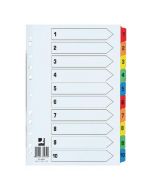 Q-CONNECT 1-10 INDEX EXTRA WIDE REINFORCED MULTI-COLOUR TABS KF76984