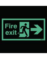 SAFETY SIGN NITEGLO FIRE EXIT RUNNING MAN ARROW RIGHT 150X450MM SELF-ADHESIVE NG26A/S  (PACK OF 1)