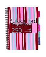 PUKKA PAD STRIPES WIREBOUND HARDBACK PROJECT NOTEBOOK 250 PAGES A4 BLUE/PINK (PACK OF 3) CBPROBA4