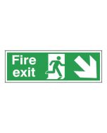 SAFETY SIGN FIRE EXIT RUNNING MAN ARROW DOWN/RIGHT 150X450MM SELF-ADHESIVE E99S/S  (PACK OF 1)