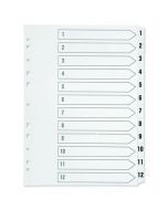 Q-CONNECT 1-12 INDEX MULTI-PUNCHED POLYPROPYLENE WHITE A4 KF01354