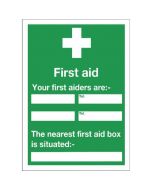 SAFETY SIGN FIRST AID 600X450MM SELF-ADHESIVE E91A/S (PACK OF 1)