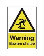 SAFETY SIGN WARNING BEWARE OF STEP A5 PVC HA21451R( PACK OF 1)