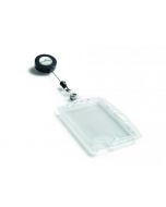 DURABLE DUO SECURITY PASS HOLDER WITH BADGE REEL TRANSPARENT (PACK OF 10) 8224/19