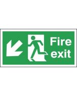 SAFETY SIGN FIRE EXIT RUNNING MAN ARROW DOWN/LEFT 150X450MM PVC FX04011R  (PACK OF 1)