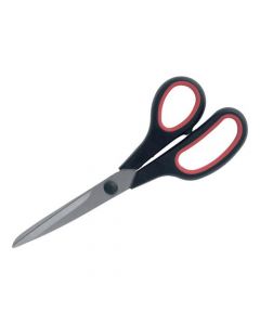 5 STAR OFFICE SCISSORS 210MM WITH RUBBER HANDLES STAINLESS STEEL BLADES BLACK/RED  (PACK OF 1)