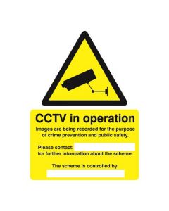 STEWART SUPERIOR CAUTION CCTV CAMERAS IN OPERATION SIGN  W150XH200MM SELF-ADHESIVE VINYL REF WO143SAV (PACK OF 1)