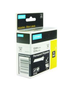 DYMO 18483 RHINO POLYESTER TAPE 12MM X 5.5M WHITE S0718210 (PACK OF 1)