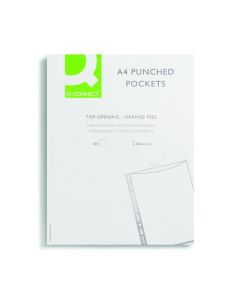Q-CONNECT PUNCHED POCKETS POLYPROPYLENE 50 MICRON A4 CLEAR (PACK OF 100 POCKETS) KF24001