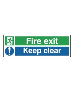 SAFETY SIGN FIRE EXIT KEEP CLEAR 150X450MM SELF-ADHESIVE EC08S/S  (PACK OF 1)