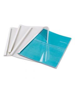 FELLOWES WHITE THERMAL BINDING COVERS A4 CLEAR FRONT WHITE REAR REF 53151 [PACK 100]