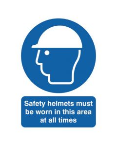 SAFETY SIGN SAFETY HELMETS MUST BE WORN A4 PVC MA04650R (PACK OF 1)