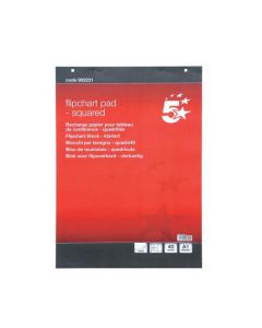5 STAR OFFICE FLIPCHART PAD PERFORATED 40 SHEETS A1 FEINT 20MM SQUARED [PACK 5]