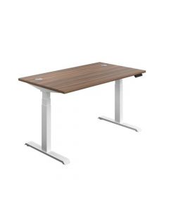 ECONOMY SIT STAND ELECTRONIC DESK 1200MM X 800MM DARK WALNUT TOP AND WHITE FRAME
