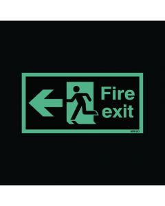 SAFETY SIGN NITEGLO FIRE EXIT RUNNING MAN ARROW LEFT 150X450MM SELF-ADHESIVE NG27A/S  (PACK OF 1)