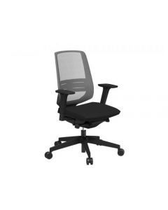 LIGHTUP MODERN DESIGN MESH OPERATORS CHAIR WITH LUMBAR SUPPORT & ADJUSTABLE ARMS BLACK FABRIC SEAT
