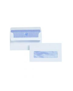 PLUS FABRIC ENVELOPE 89X152MM WINDOW WALLET SELF SEAL 120GSM WHITE (PACK OF 500) L22070