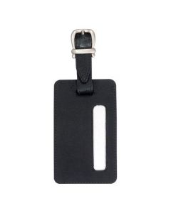 ALASSIO LUGGAGE TAG 115X70MM LEATHER-LOOK BLACK REF 43115 (PACK OF 1)