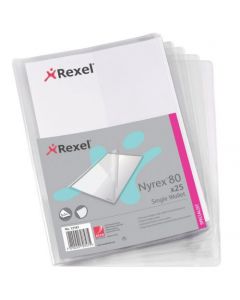 REXEL NYREX SINGLE WALLET A4 CLEAR (PACK OF 25 WALLETS) 12181