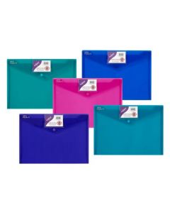 SNOPAKE POLYFILE ID WALLET FILE POLYPROPYLENE WITH CARD HOLDER A4 ELECTRA ASSORTED REF 14734 [PACK OF 5 WALLETS]