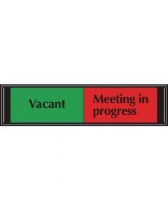 SLIDING SIGN VACANT/MEETING IN PROGRESS SELF ADHESIVE 225X52MM (PACK OF 1)