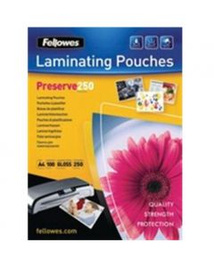 FELLOWES LAMINATING A4 POUCH 500MICRON PRESERVE 54018 (PACK OF 100)