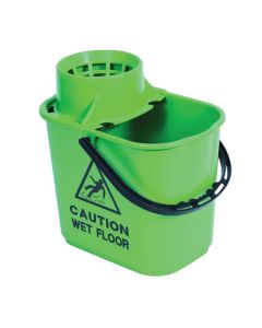 2WORK PLASTIC MOP BUCKET WITH WRINGER 15 LITRE GREEN 102946GN (PACK OF 1)