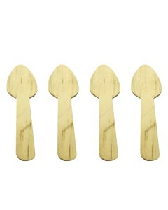 DISPOSABLE WOODEN TEASPOONS (PACK OF 100 SPOONS)