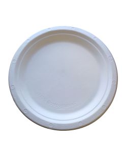 9" BAGASSE ROUND RIGID COMPOSTABLE AND BIODEGRADABLE PLATES. (PACK OF 50 PLATES)