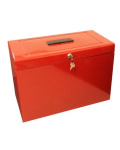 METAL FILE WITH 5 SUSPENSION FILES 2 KEYS AND INDEX TABS STEEL FOOLSCAP RED