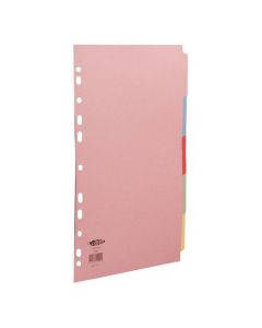 CONCORD SUBJECT DIVIDERS 5-PART MULTIPUNCHED 160GSM A4 ASSORTED REF 51099