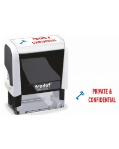 TRODAT OFFICE PRINTY STAMP SELF-INKING PRIVATE & CONFIDENTIAL 18X46MM REINKABLE RED AND BLUE REF 43360