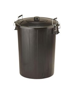 REFUSE BIN WITH LID AND METAL CLIP HANDLES 80 LITRE BLACK REF GN346
