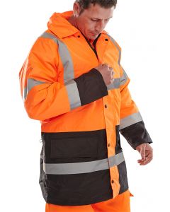 BEESWIFT CONSTRUCTOR TRAFFIC JACKET TWO TONE FLEECE LINED OR/BL LGE (PACK OF 1)